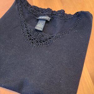 Lane Bryant Black Sleeveless Knit Top with‎ Crochet Trim  Size 22/24W